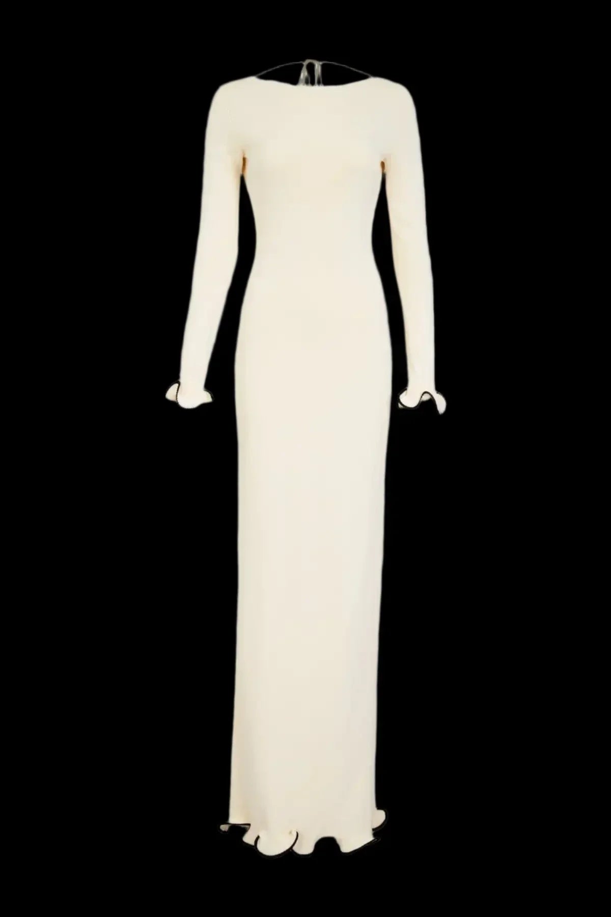 Knit Midi Dress with Ruffle Trim Mssaz Desses