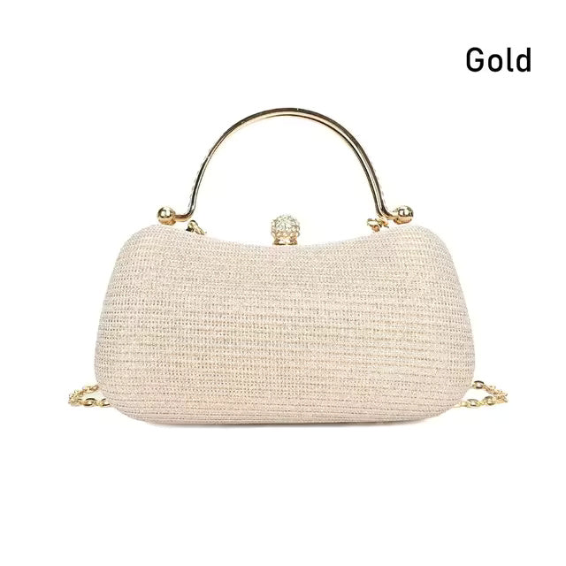 Elegant Rhinestones Beaded Chain Egg Shape Clutch Mssza