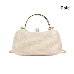 Elegant Rhinestones Beaded Chain Egg Shape Clutch Mssza