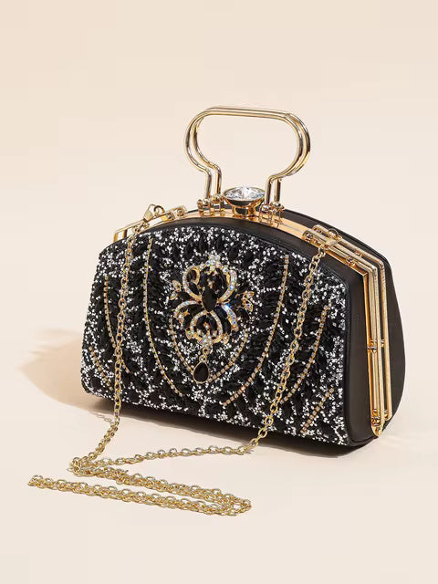 Elegant Beads Decor Mini Satchel Glitter Luxury Clutch Mssza