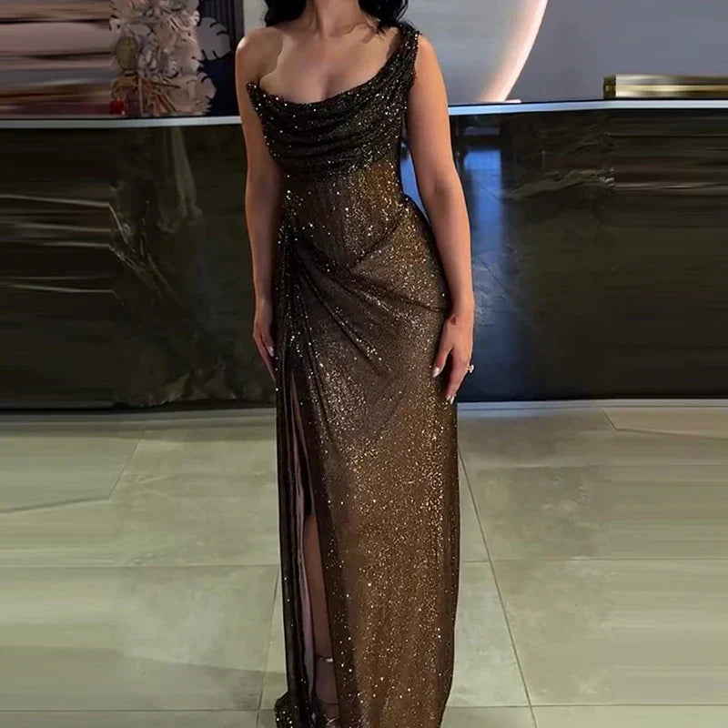 Sequin Off Shoulder Sleeveless Cocktail Party Outfit Mssaz Desses