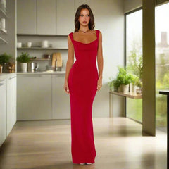 Bow Open Back Cowl Neck Long Dresses For Women Mssaz Desses