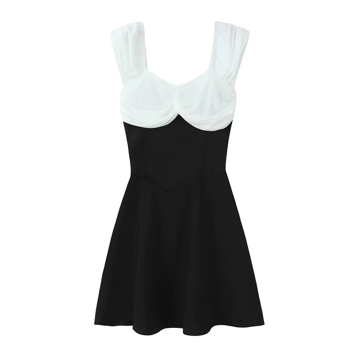 Contrast Slash Shoulder Elastic Back Mini Dress Mssaz Desses