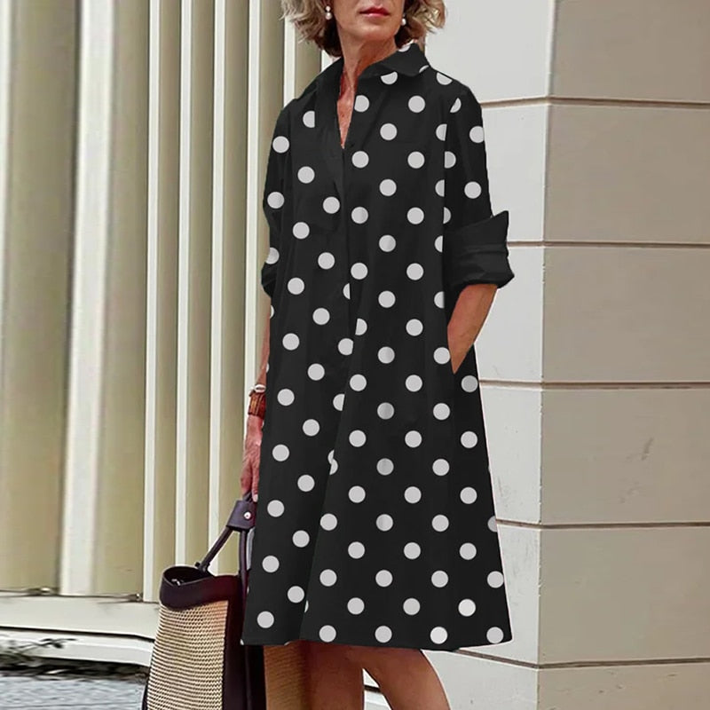 Shirt Dress Bohemian Long Sleeve Printed Dress Mssaz Desses