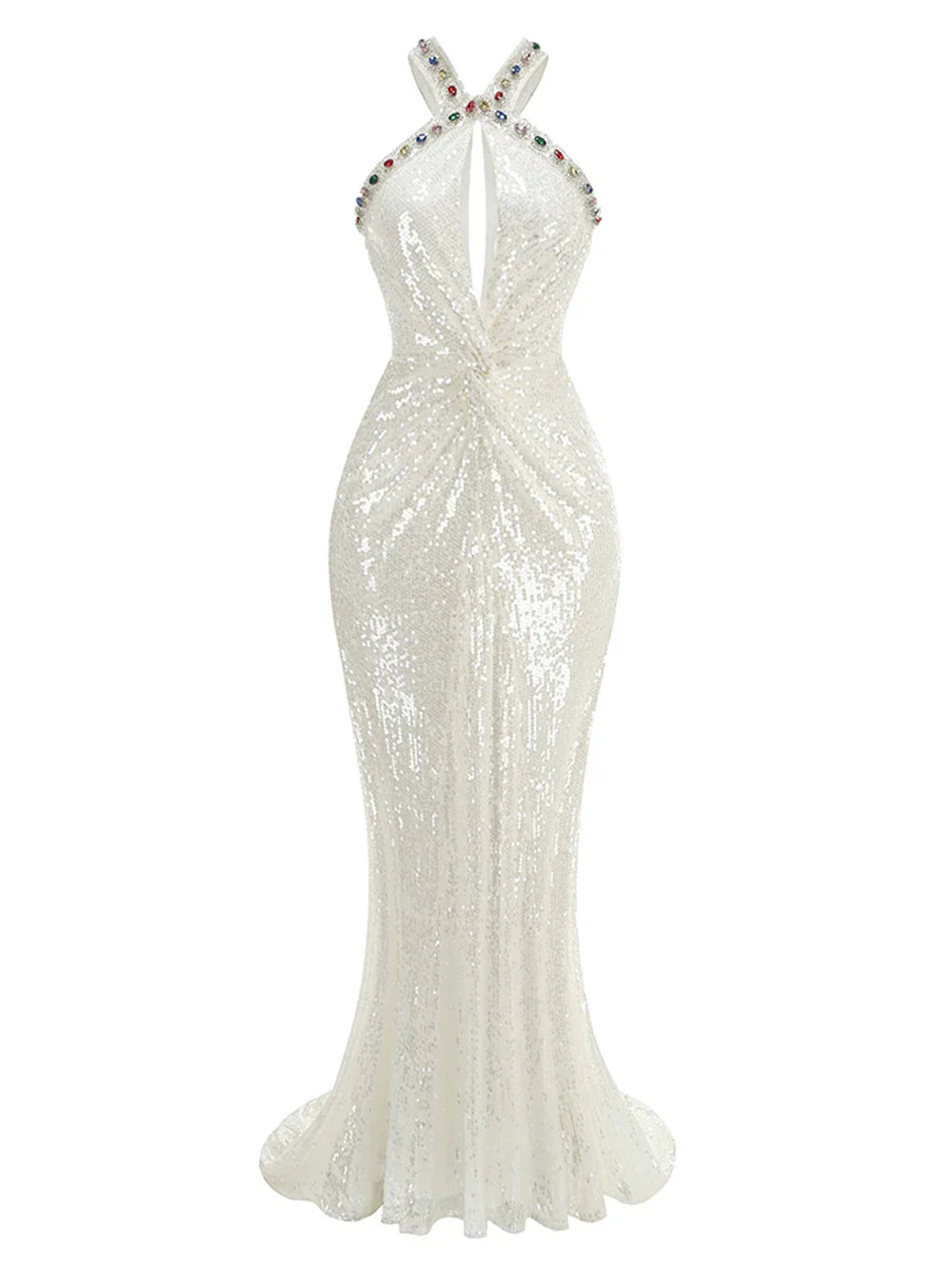 Mesh Sequin Floor Length White Mermaid Dress Mssaz Desses