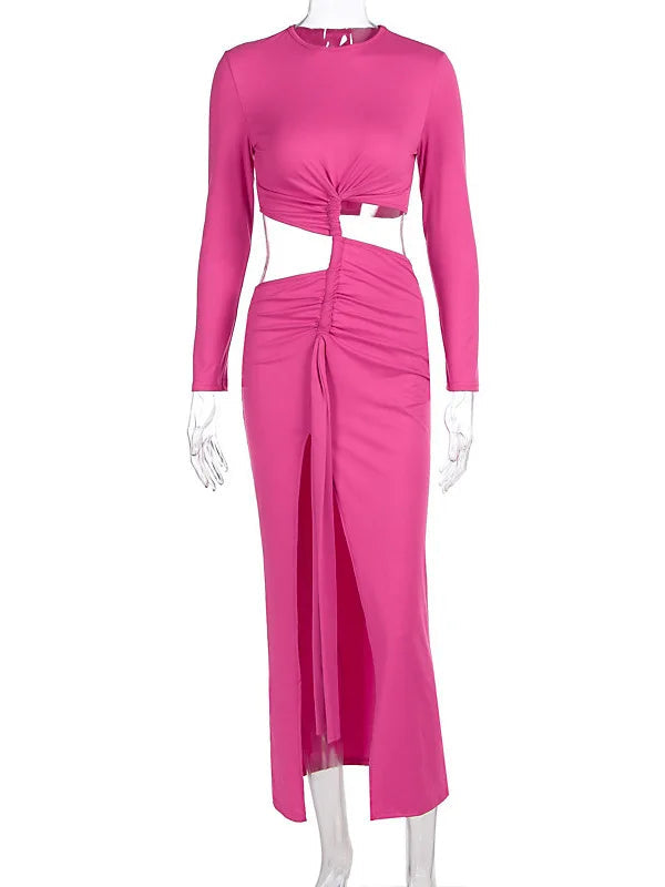 Long-Sleeved Irregular Bodycon Dress Mssaz Desses