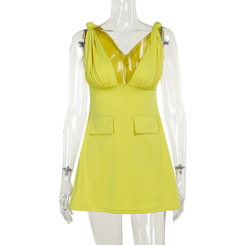 V-Neck Bodycon Mini Dress Mssaz Desses