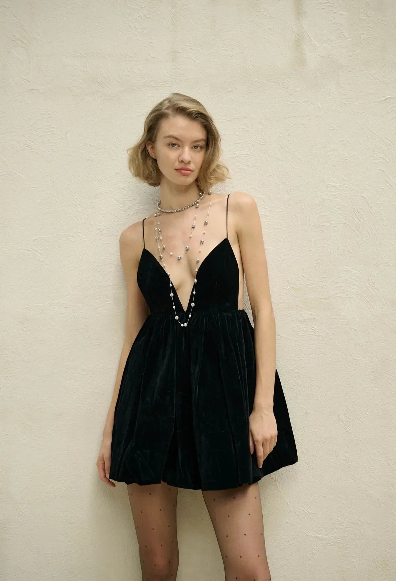 Velvet Deep V Neck Mini Lantern Dress Mssaz Desses