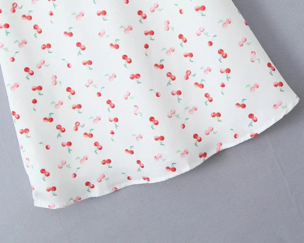 Cherry Print Sleeveless Mini Dress Mssaz Desses