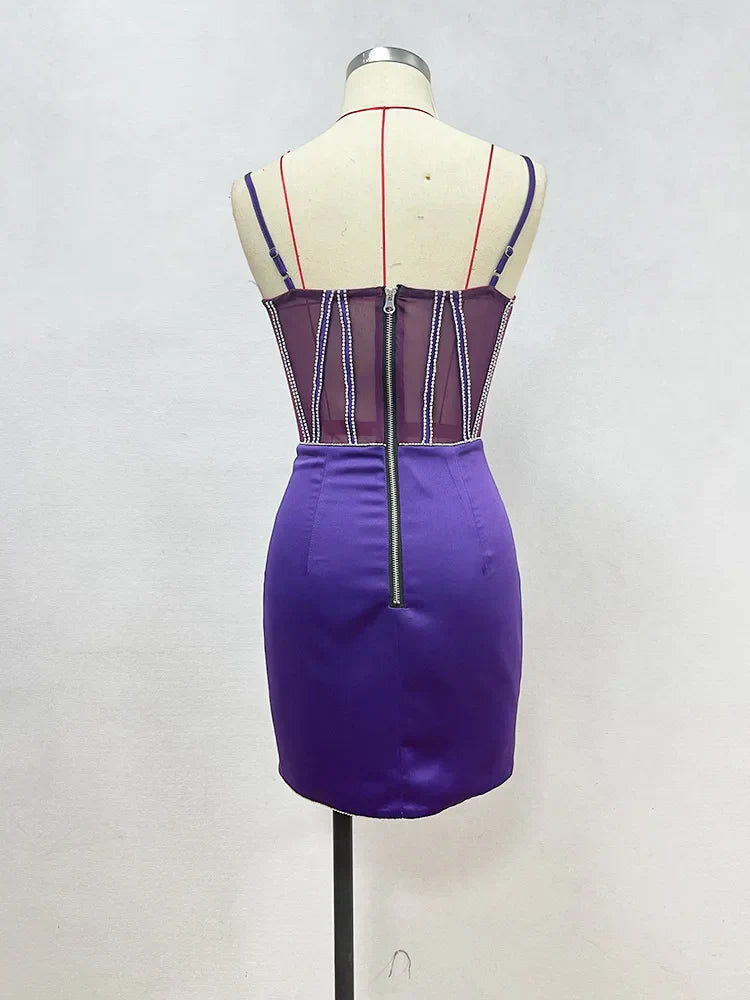 Purple Spaghetti Strap Short Dress Party Gown Mssaz Desses