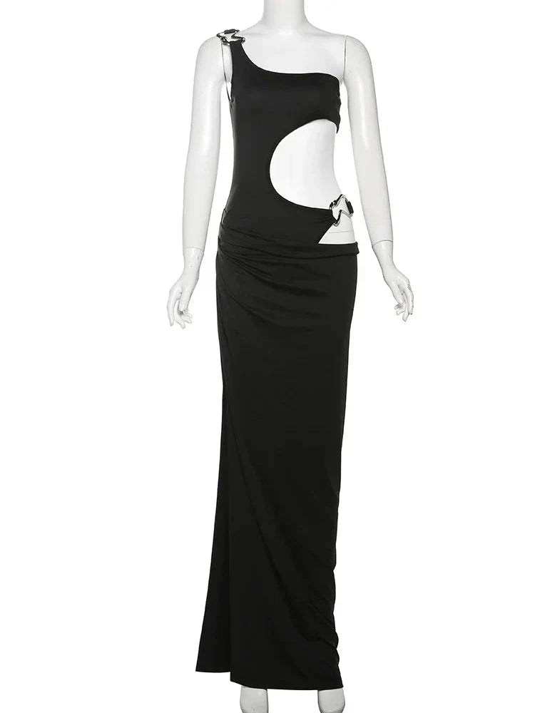 Irregular Hollow Split One Shoulder Dress Mssaz Desses