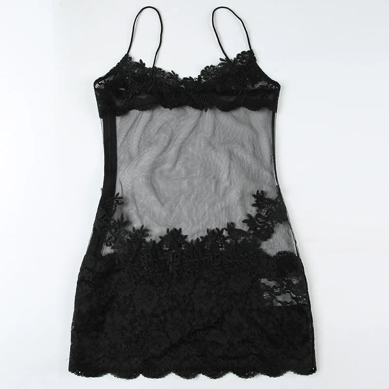 Mesh Cami Embroidered Mini Dress Mssaz Desses