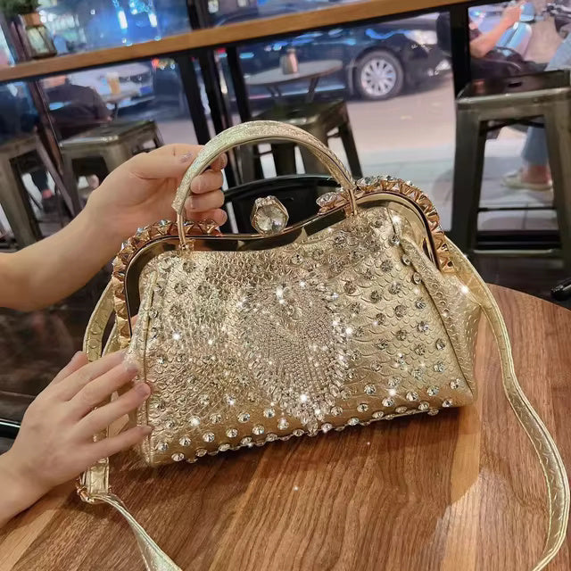 Rhinestone Diamonds Leather Shoulder Bag Mssza