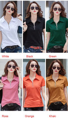 Elegant Style Zipper Neck Short Sleeve Polo Cotton  T Shirt Mssza