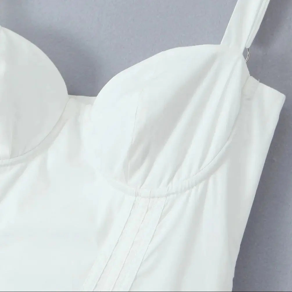 Wire Corset Style Low Waist White Midi Dress Mssaz Desses