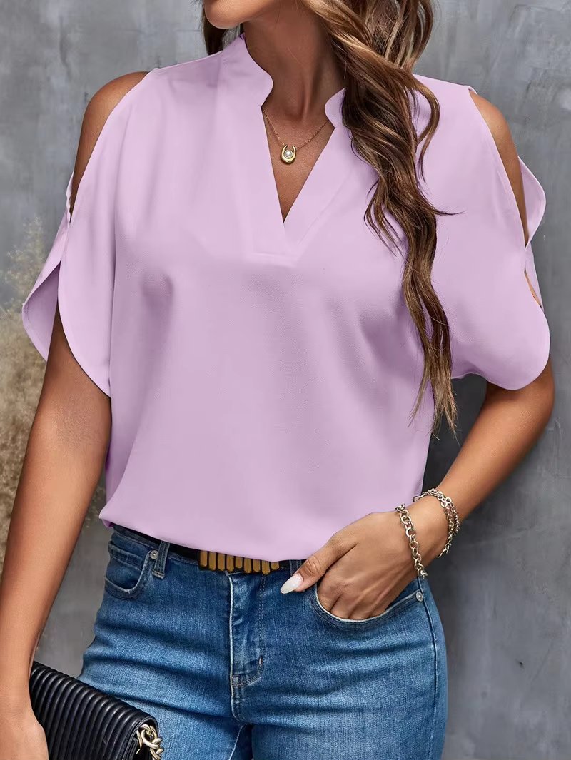 Elegant Off Shoulder Trend Loose Short Sleeve Shirts Tops Mssza