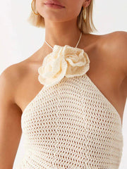 Knitted Crochet Slim Halter Beachwear Cover-Up Dress Mssaz Desses
