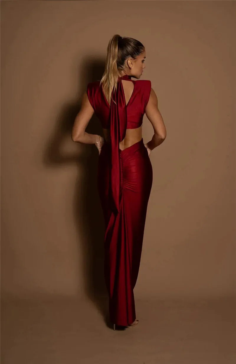 Hollow Out Turtleneck Solid Maxi Dress Mssaz Desses