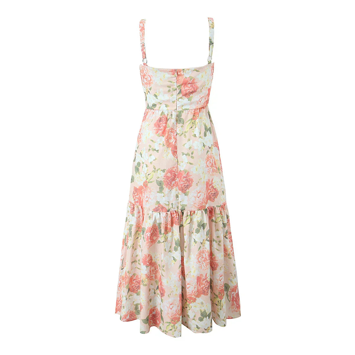 Floral Bra with Wire Corset Ruffles Midi Dress Mssaz Desses