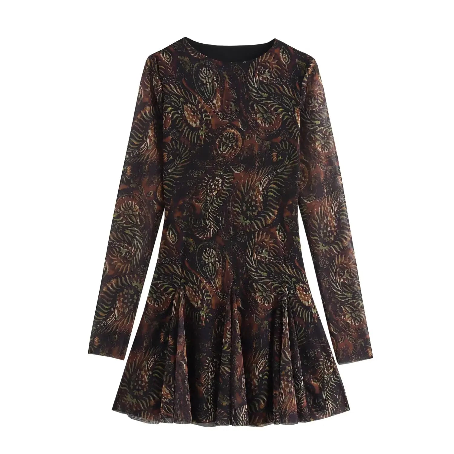 Pleated Long Sleeves Tulle Mini Dress Mssaz Desses