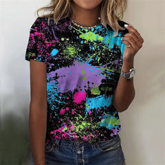 Stylish and Fun Colorful Scales Print Short Sleeve Tee Mssza