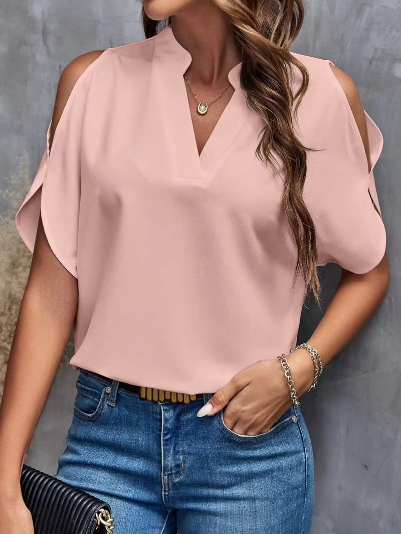 Elegant Off Shoulder Trend Loose Short Sleeve Shirts Tops Mssza