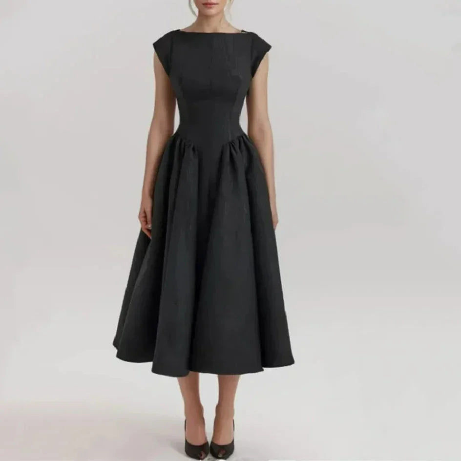 Short Sleeve Hollow Out Back Midi Dress Mssaz Desses
