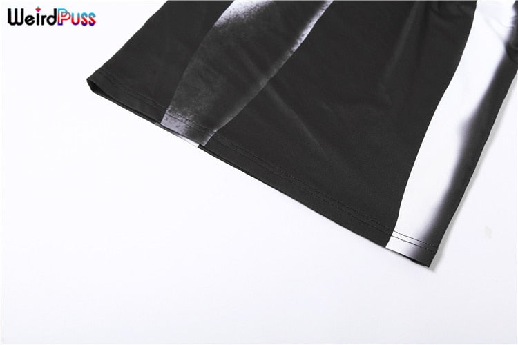Weird Puss Gradient Maxi Dress Skinny Stretchy Long Sleeve O-Neck Trend Bodycon Mssaz Desses