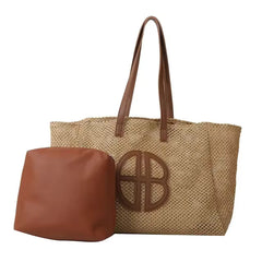 Straw Hollow Out Large Capacity Shoulder Set Handbag Mssza