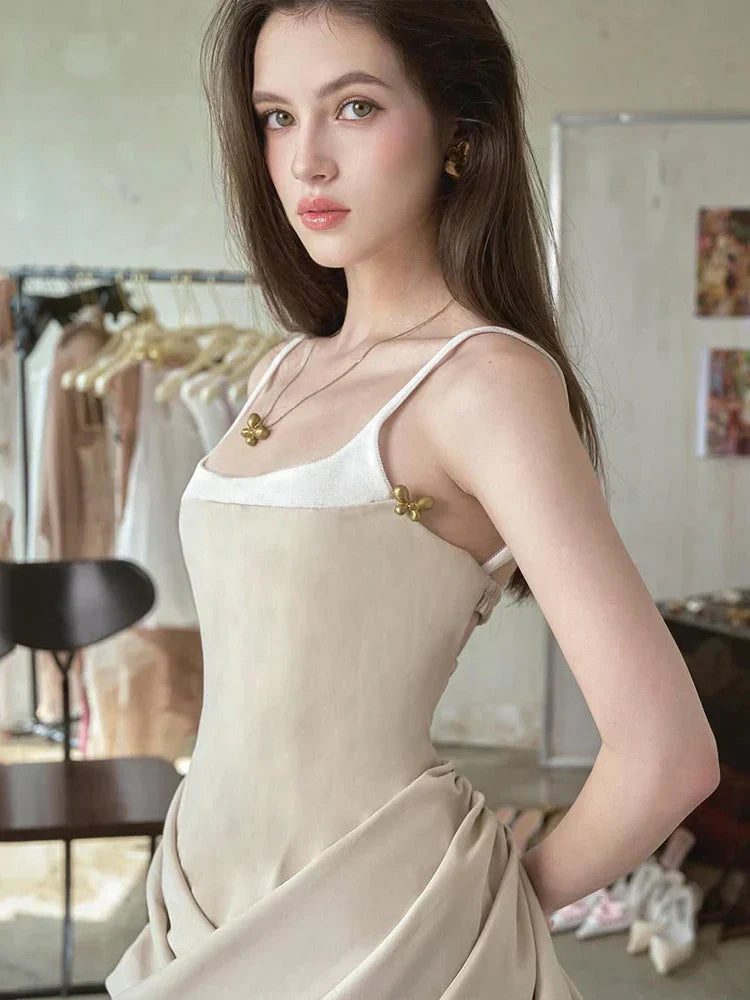 Patchwork Square Collar Ruffles Mini Dress Mssaz Desses