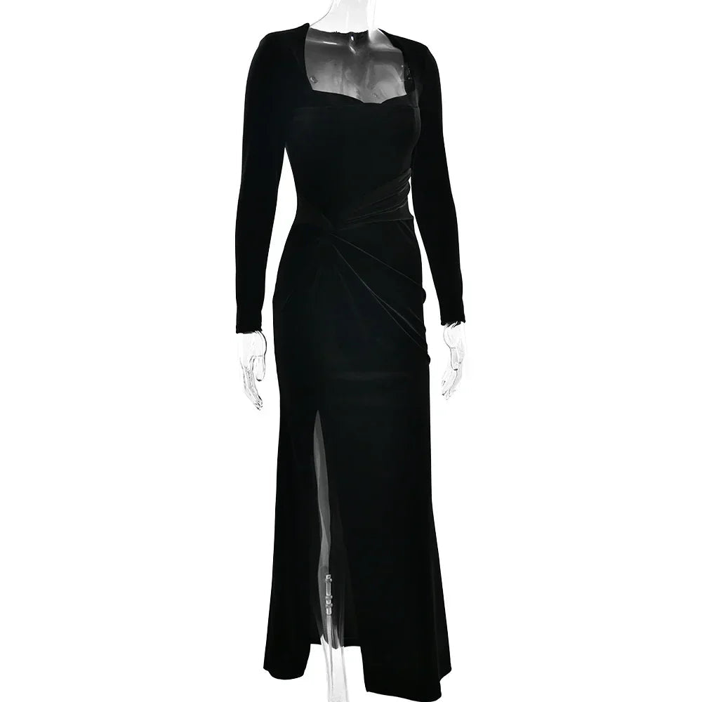 Velvet Elastic Tight Long Sleeved Dress Mssaz Desses