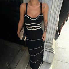 Striped Knit Midi Dress Mssaz Desses