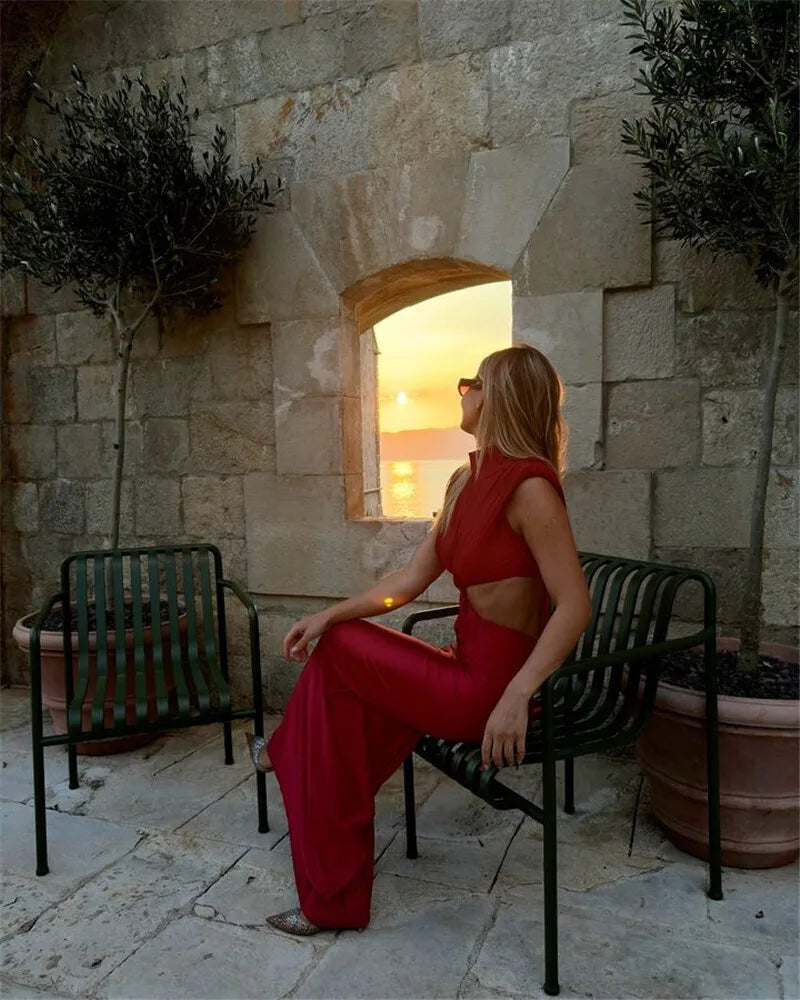 Hollow Out Turtleneck Solid Maxi Dress Mssaz Desses