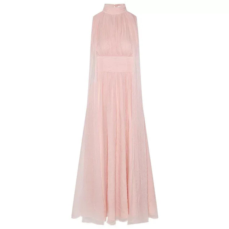 Ribbon Sleeveless Pleated Solid Long Dress Mssaz Desses