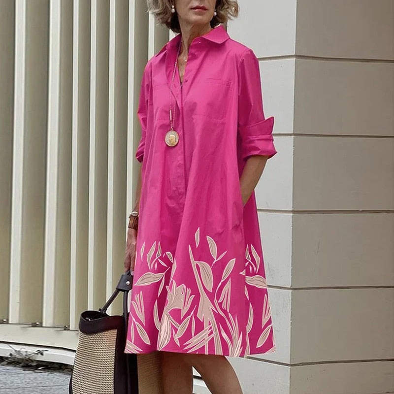 Shirt Dress Bohemian Long Sleeve Printed Dress Mssaz Desses
