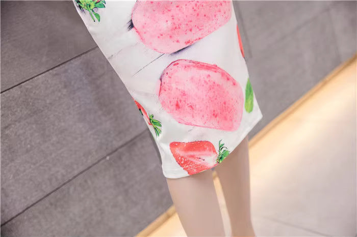 Mermaid Printed Split Style High Waist Slim Zipper Bag Hip Vintage All-match Skirt Mssza