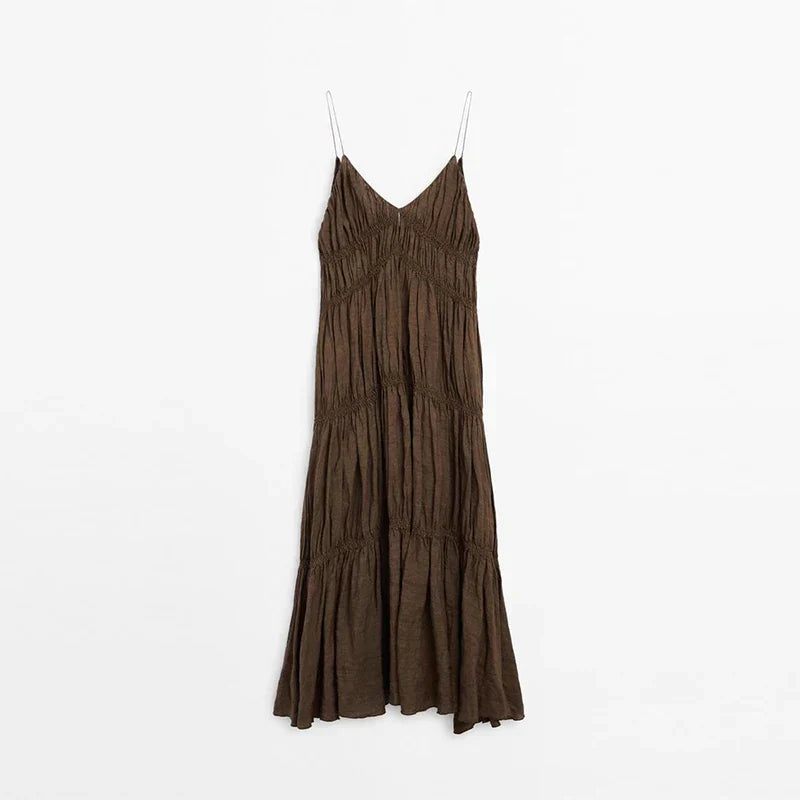 Sling A-line Sleeveless Deep V-neck Dress Mssaz Desses