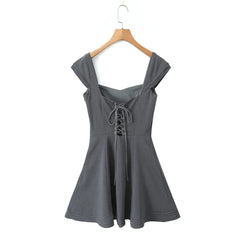 Cross Lacing up Back Mini Dress Mssaz Desses