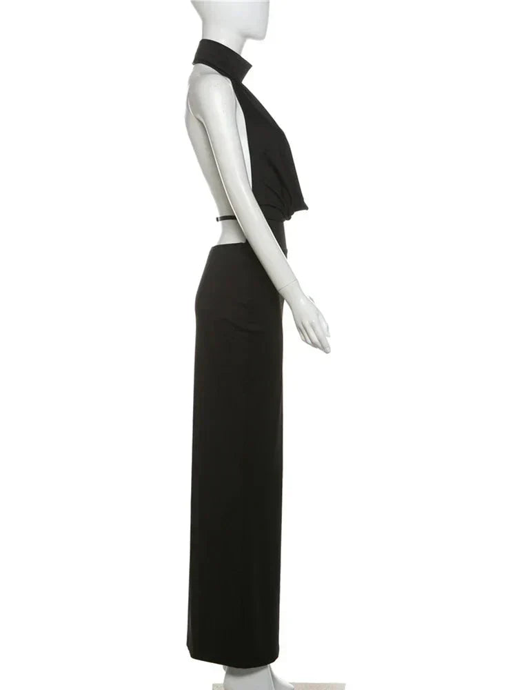 Halter Low Swinging Neck Maxi Dress Mssaz Desses