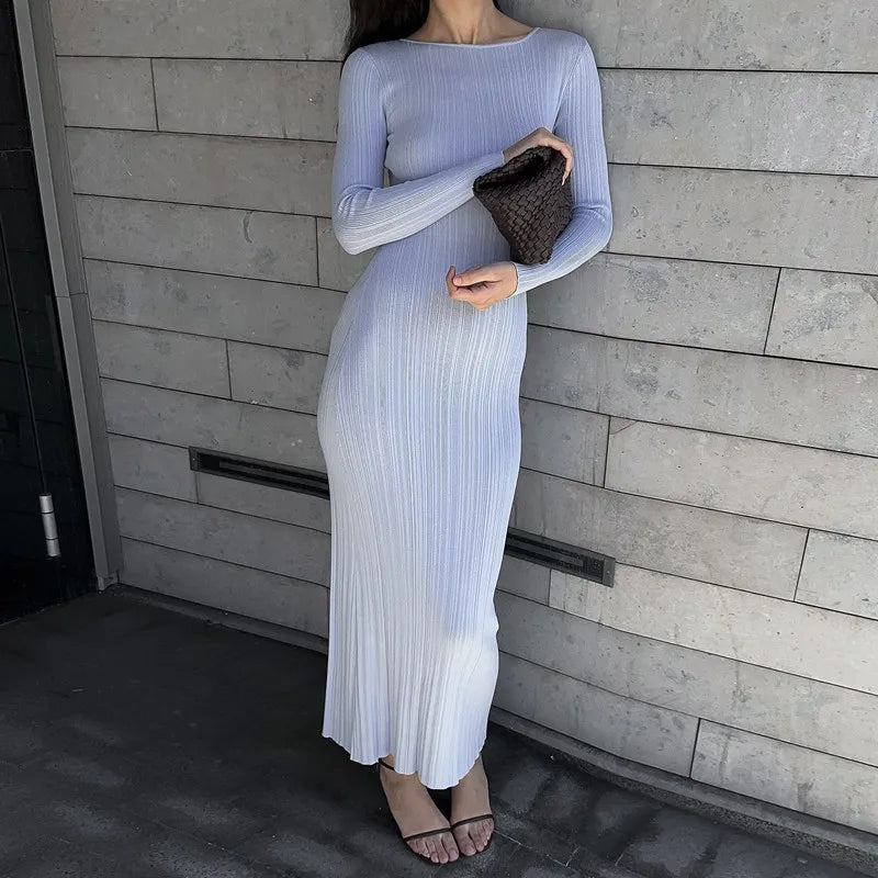 Ribbed Long Sleeve Maxi Dress Mssaz Desses