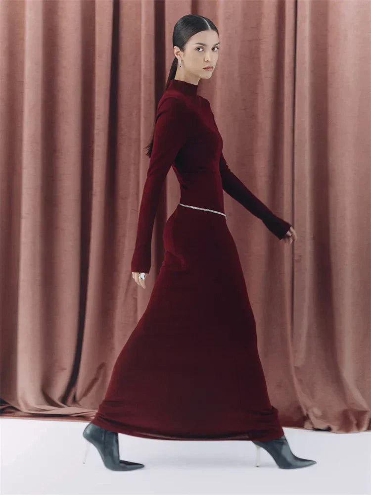 Turtleneck Maxi Dress Mssaz Desses