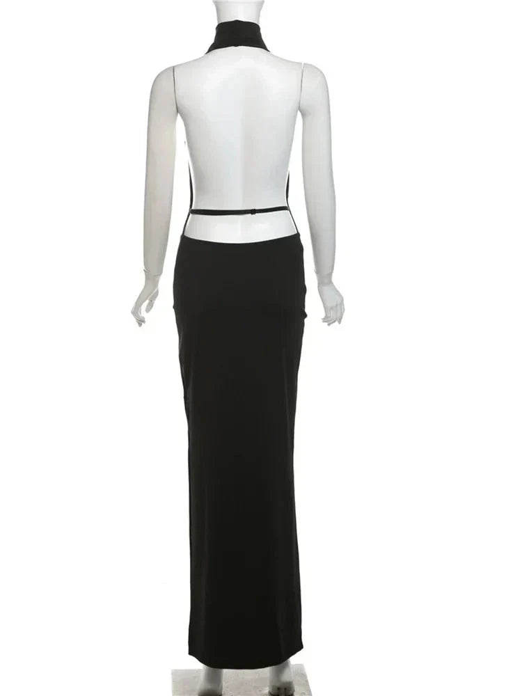 Halter Low Swinging Neck Maxi Dress Mssaz Desses