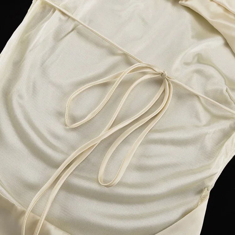 Elegant Backless Lace-Up Satin Party Mini Dress Mssaz Desses