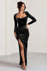 Velvet Elastic Tight Long Sleeved Dress Mssaz Desses