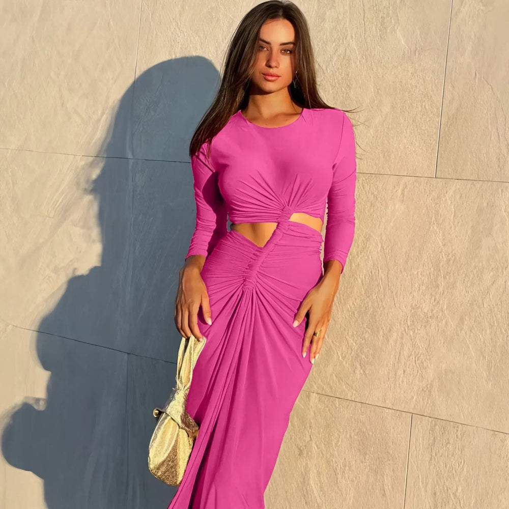 Long-Sleeved Irregular Bodycon Dress Mssaz Desses