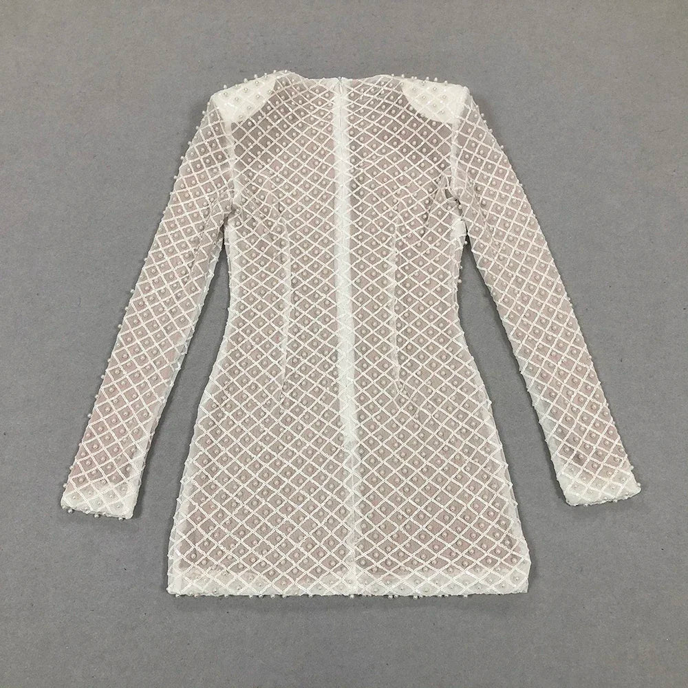 Pearl Sequin Mini Long Sleeve Party Dress Mssaz Desses