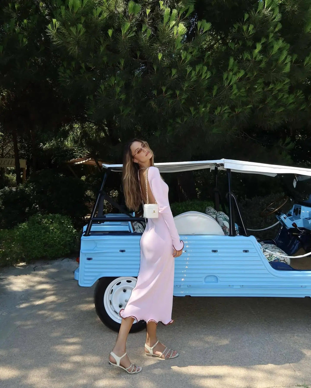 Knit Midi Dress with Ruffle Trim Mssaz Desses