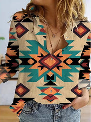 Stylish Casual Single-Breasted Top with Succulent Print Mssza