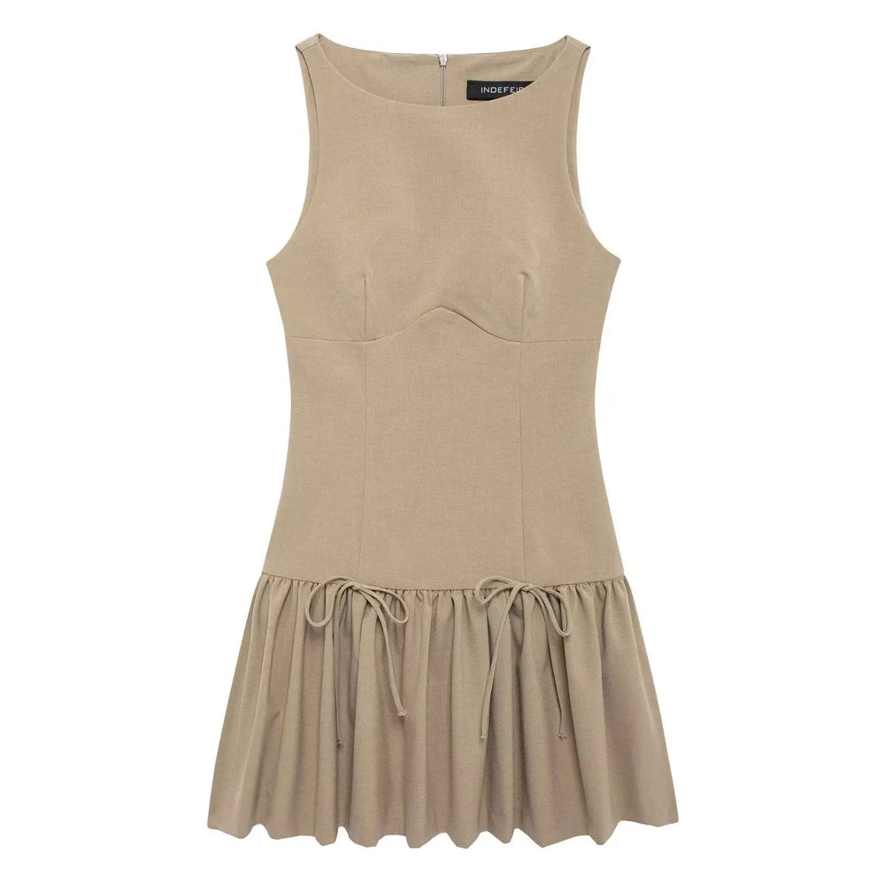 Bow Crew Neck Sleeveless Mini Dress Mssaz Desses