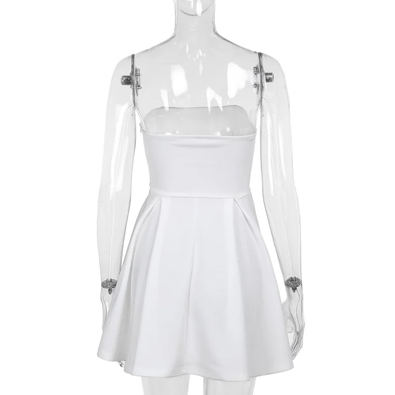 Elegant Strapless Corset A Line Solid Mini Dress Mssaz Desses